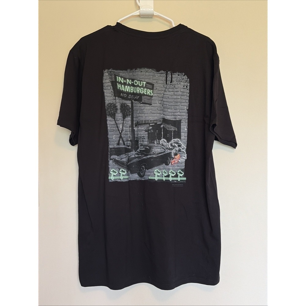 In-n-Out Burger Classic Black Car Hot Rod Graphic Tee Shirt Adult‎ Mens XL USA